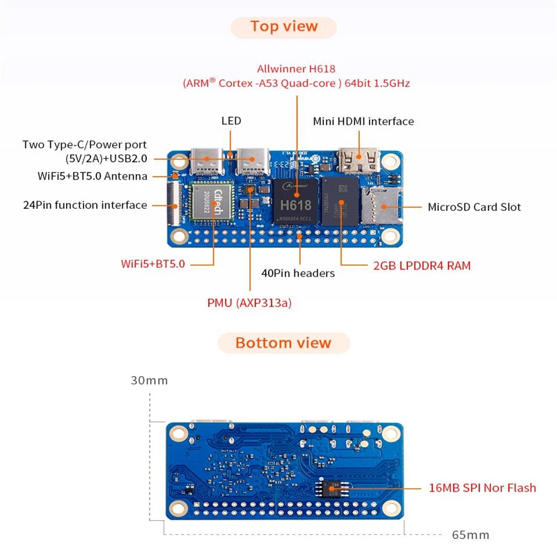 오렌지 파이 제로 2 W 2GB RAM DDR4 미니  - Pi Zero W Board 리뷰 및 가격